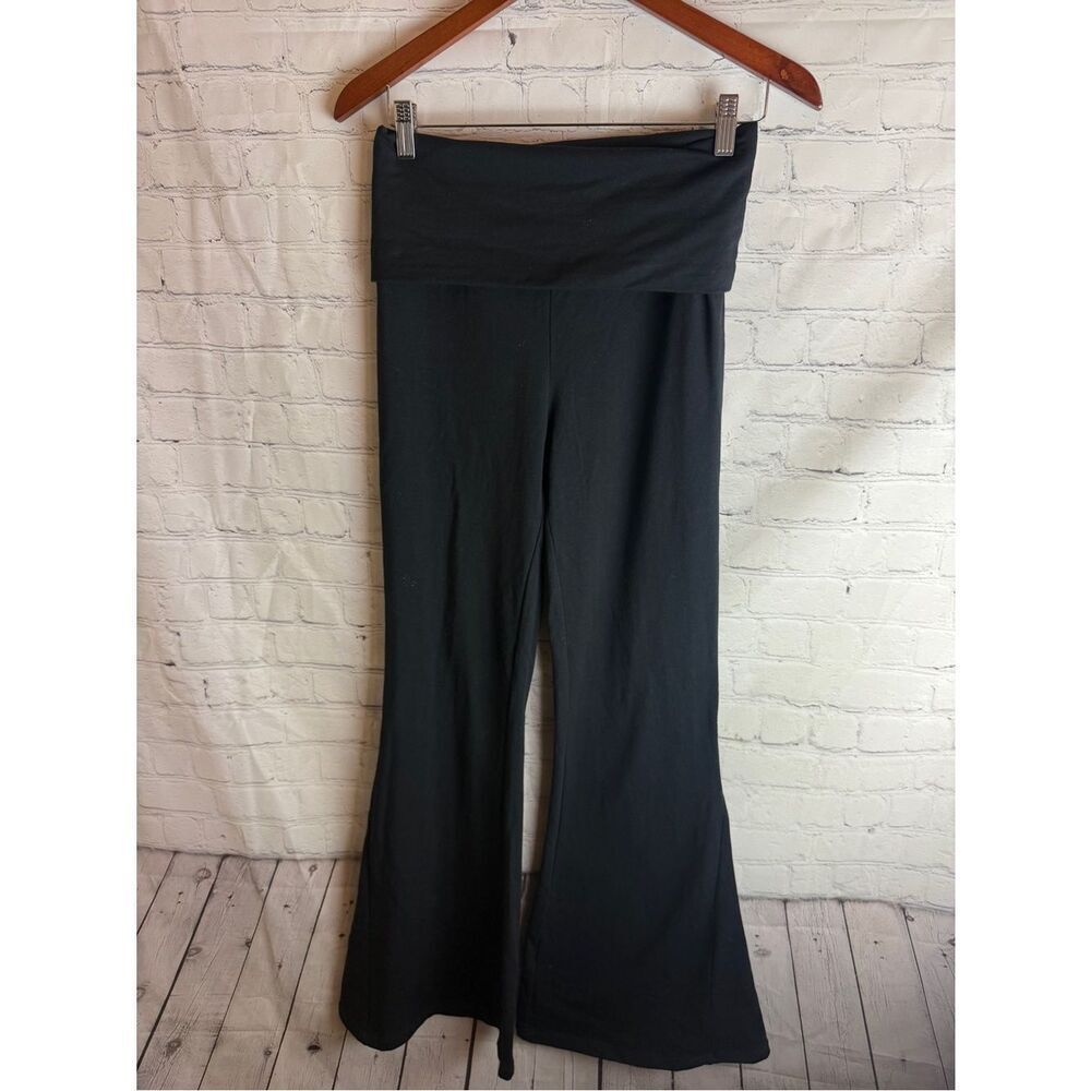 Offline High-Waist Black Fold-Over Flare Yoga Pants Medium
